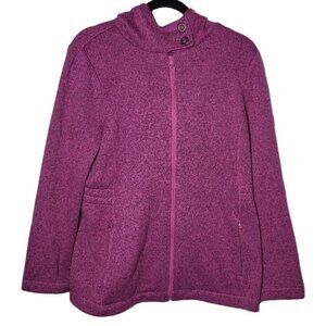 T by Talbots Womens Purple Fleece Full Zip Jacket Size Medium Activewear Outdoor